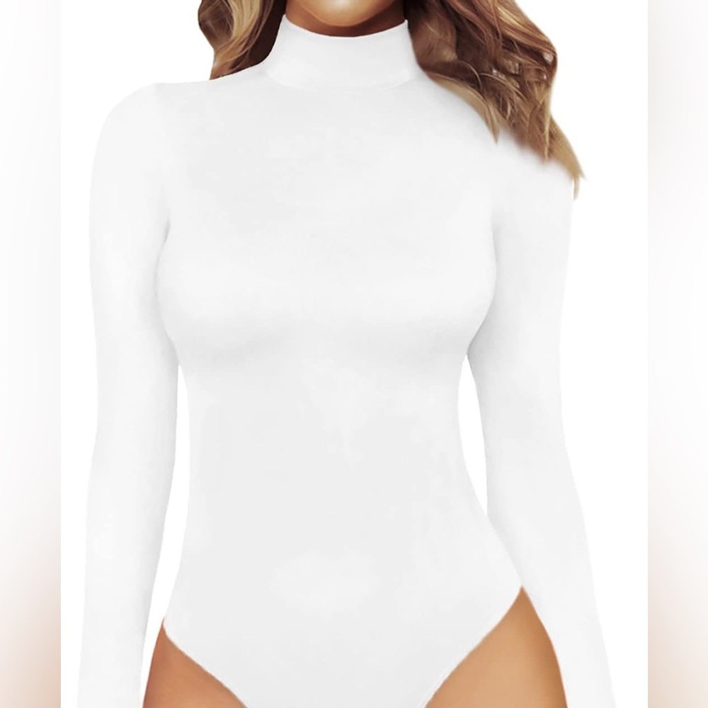 Women's Mock Turtle Neck Long Sleeve Tops Bodysuit Jumpsuit